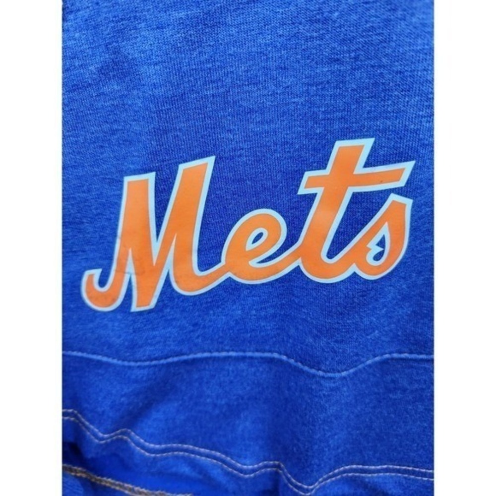True Fan New York Mets Royal Blue Baseball Hoodie Button Neck Size Medium - Picture 6 of 11